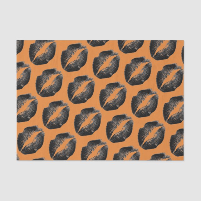 Papel De Seda Patrón negro naranja fiesta de Halloween (Anverso)