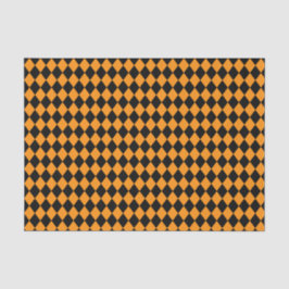 Papel De Seda Patrón negro y naranja a cuadros de Halloween