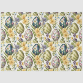 Papel De Seda Patrón nostálgico vintage de huevos de Pascua no 1