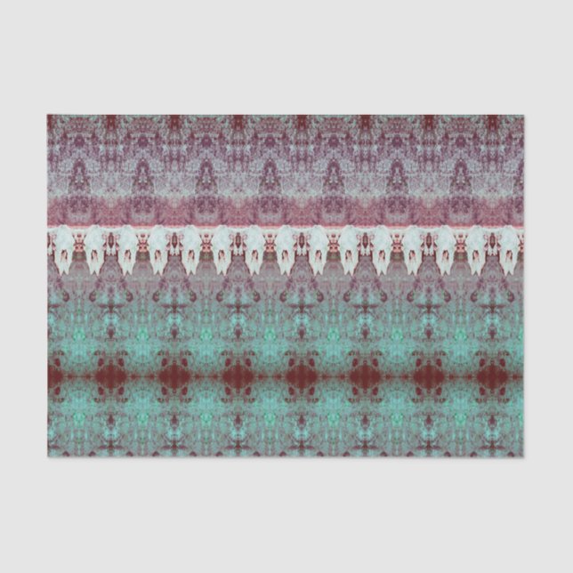 Papel De Seda Patrón occidental tribal Verde azulado País cráneo (Anverso)