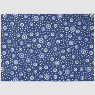 Papel De Seda Patrón oceánico de círculos geométricos azules dul