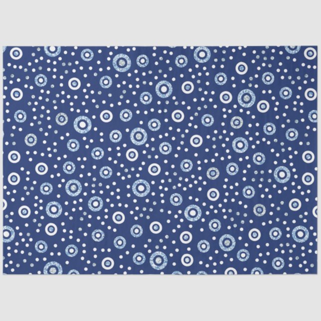 Papel De Seda Patrón oceánico de círculos geométricos azules dul (Anverso)