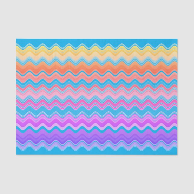 Papel De Seda Patrón ondulado zigzag multicolor brillante (Anverso)
