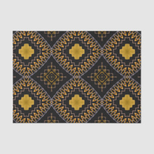 Papel De Seda Patrón oriental bohemio marroquí negro y oro