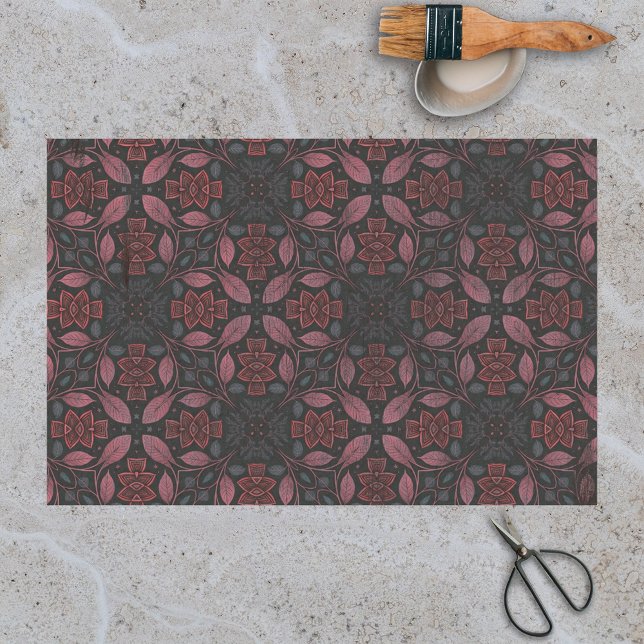 Papel De Seda Patrón ornamental rosado gris Intricado Simétrico (Subido por el creador)
