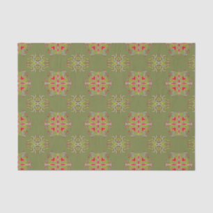 Papel De Seda Patrón ornamental verde oliva