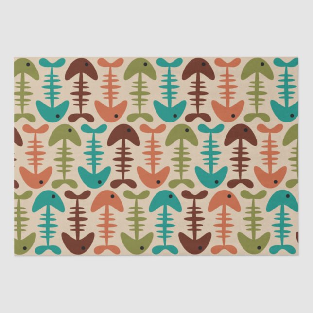 Papel De Seda Patrón óseo de peces curados (Anverso)