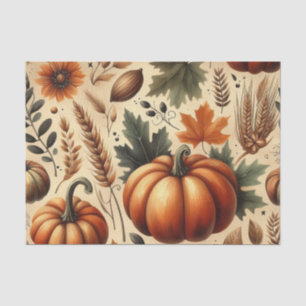 Papel De Seda Patrón otoño de acuarela de calabaza para otoño