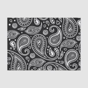 Papel De Seda Patrón paisley clásico blanco y negro Personalizab