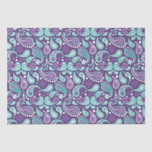 Papel De Seda Patrón paisley de color púrpura y azul claro de Sh
