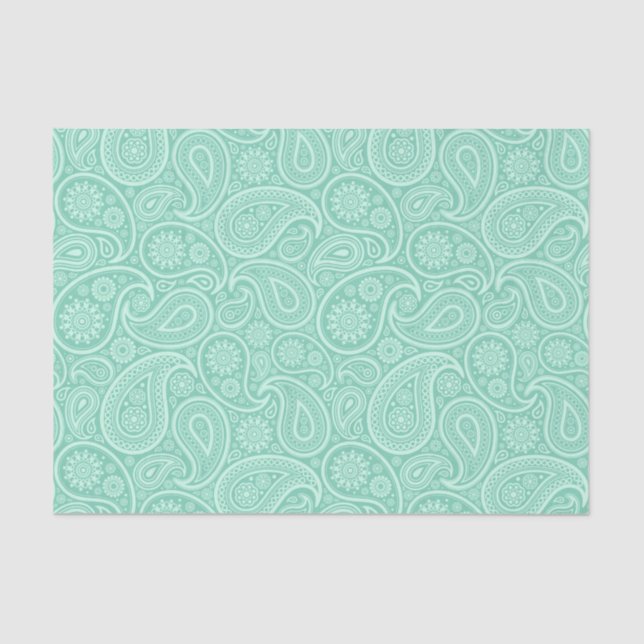 Papel De Seda Patrón paisley de tonos mint-gren (Anverso)