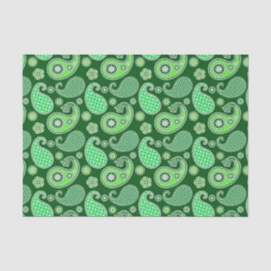 Papel De Seda Patrón Paisley, Esmeralda y Verde Jade