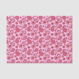 Papel De Seda Patrón paisley, menta rosa y blanco