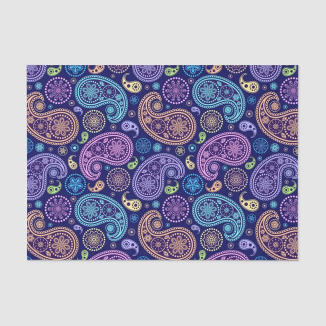 Papel De Seda Patrón Paisley moderno (Anverso)