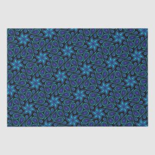 Papel De Seda Patrón Paisley Moderno Guay Floral Negra Y Azul