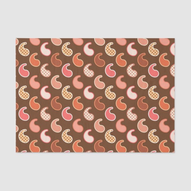 Papel De Seda Patrón paisley moderno, tonos de la Tierra, marrón (Anverso)