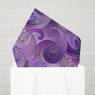 Papel De Seda Patrón paisley púrpura exótico