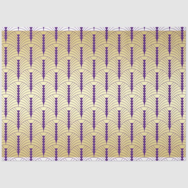 Papel De Seda Patrón palmetto púrpura de Boda Art Deco (Anverso)