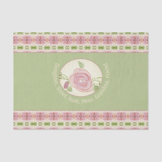 Papel De Seda Patrón Pastel rosa suave (Anverso)