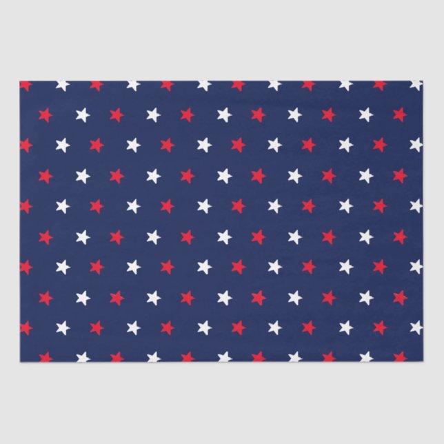 Papel De Seda Patrón patriótico de estrellas azul marino rojo (Anverso)