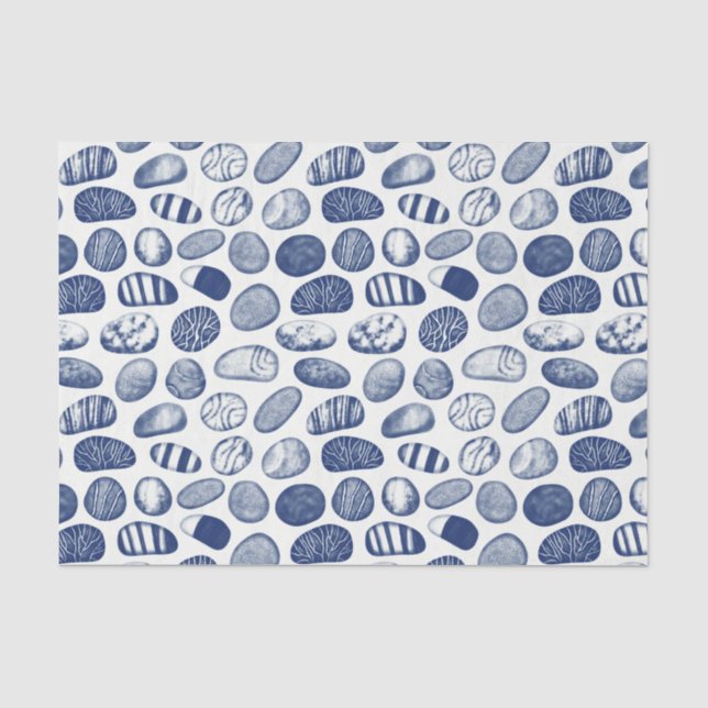 Papel De Seda Patrón Pebble - Efecto cianotitipo (Anverso)