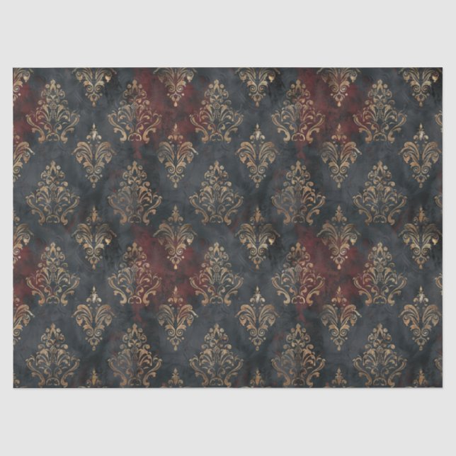 Papel De Seda Patrón Persa Dorado Damask Noir (2) (Anverso)