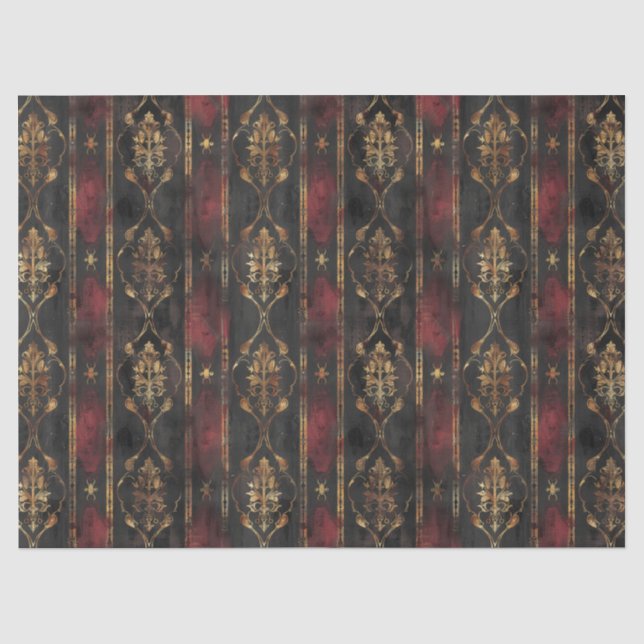 Papel De Seda Patrón Persa Dorado Damask Noir (3) (Anverso)