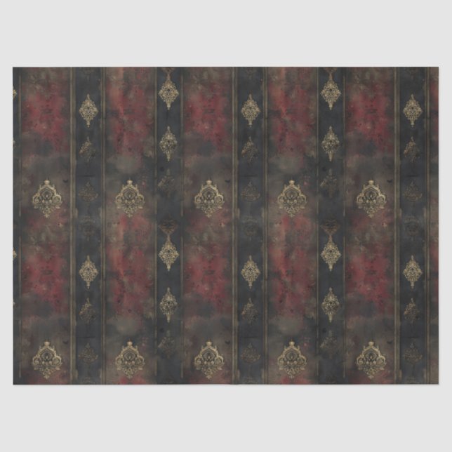 Papel De Seda Patrón Persa Dorado Damask Noir (4) (Anverso)