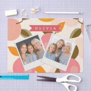 Papel De Seda Patrón Personalizado de Melocotón Lindo Retro Vera