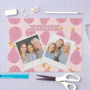 Papel De Seda Patrón Personalizado de Pera Rosa Fruta Monada Fem