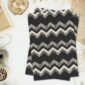 Papel De Seda Patrón Preppy De Giro Negro Y Gris Chevron