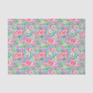 Papel De Seda Patrón Preppy Palm Beach Ocean Crabs
