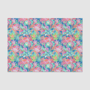 Papel De Seda Patrón Preppy Palm Beach Ocean Crabs