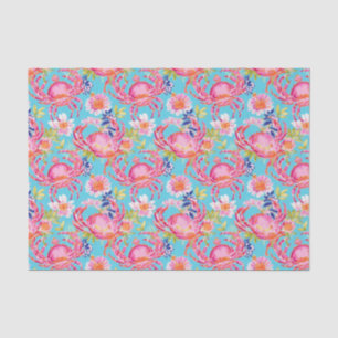 Papel De Seda Patrón Preppy Palm Beach Ocean Crabs