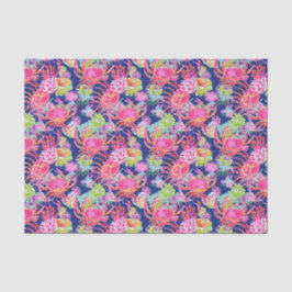 Papel De Seda Patrón Preppy Palm Beach Ocean Crabs