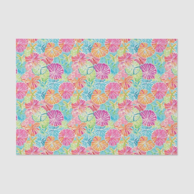 Papel De Seda Patrón Preppy Palm Beach Ocean Shell (Anverso)
