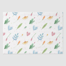 Papel De Seda Patrón primaveral romántico acuarela inspirado en 