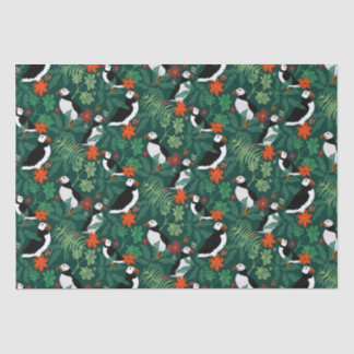 Papel De Seda Patrón Puffin Verde