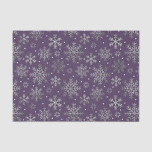 Papel De Seda Patrón púrpura de copos de nieve de plata