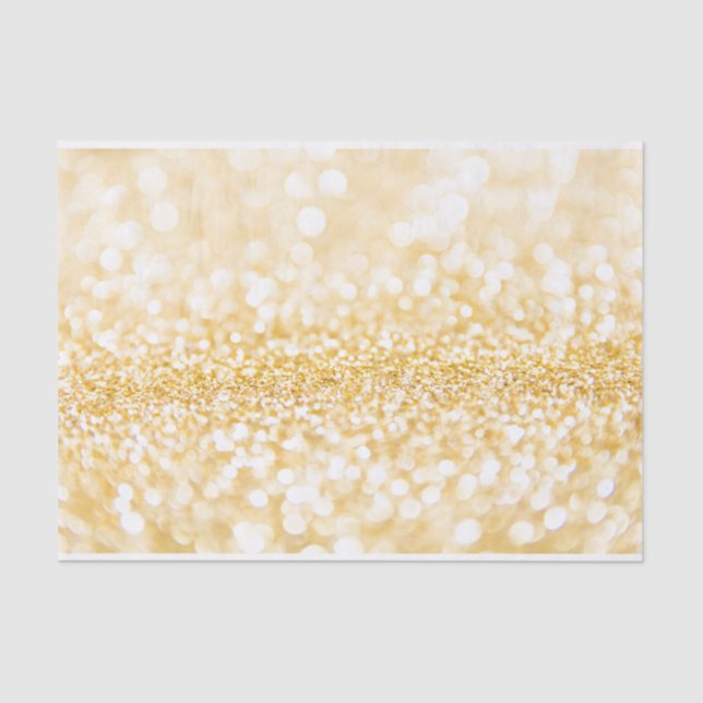 Papel De Seda Patrón Purpurina Blanco Y Oro Luminoso (Anverso)