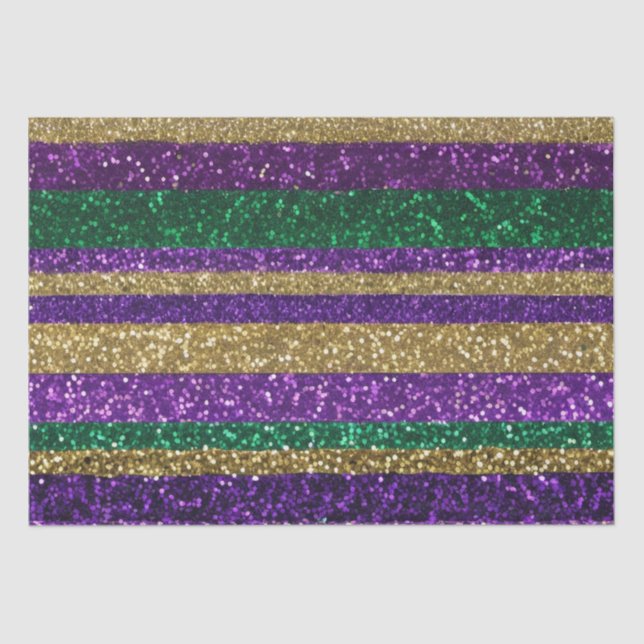 Papel De Seda Patrón Purpurina del Mardi Gras verde morado amari (Anverso)