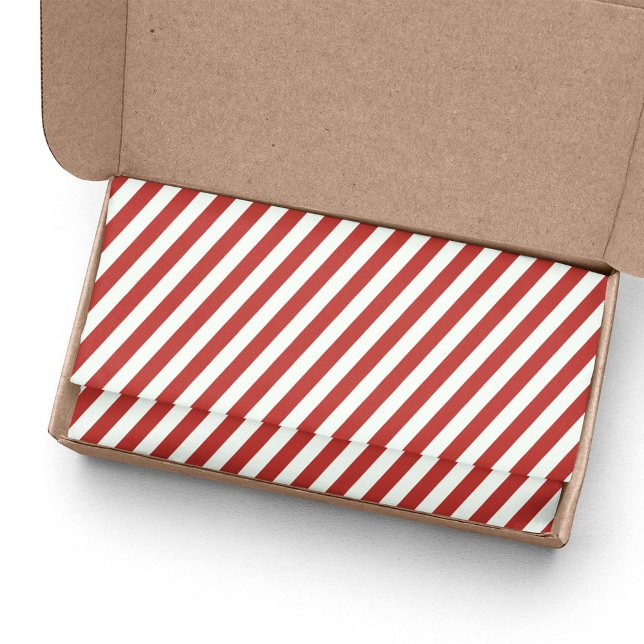 Papel De Seda Patrón rayado rojo y blanco (Red and white striped tissue paper. )