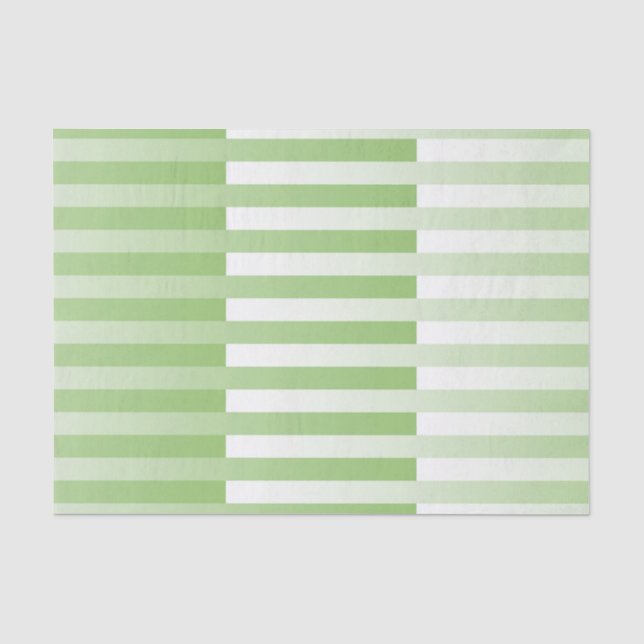 Papel De Seda Patrón rayado verde blanco (Anverso)