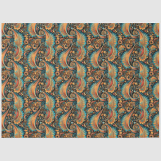Papel De Seda Patrón Resumen de Flor Dorada Paisley 11