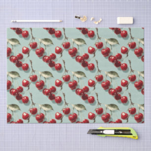 Papel De Seda Patrón Retro de Cerezas Decoupage