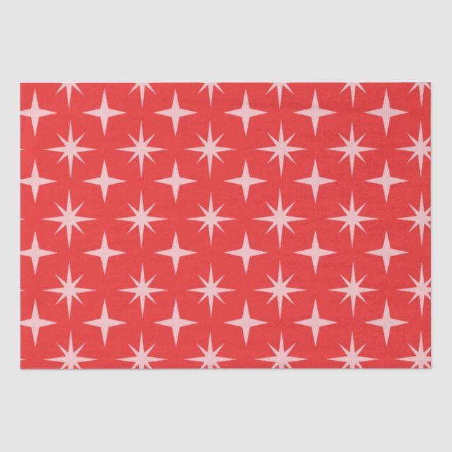 Papel De Seda Patrón Retro de Estrellas Atómicas de Mitad de Sig (Anverso)
