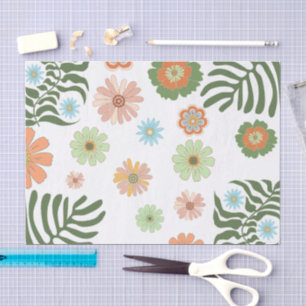 Papel De Seda patrón retro floral botánico colorido