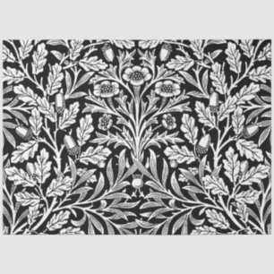 Papel De Seda Patrón Roble Negro Blanco Vintage de William Morri