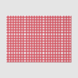 Papel De Seda Patrón rojo de Gingham blanco