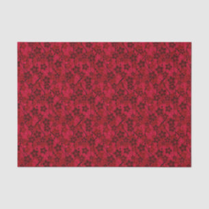 Papel De Seda patrón rojo marrón floral rústico de moda retro